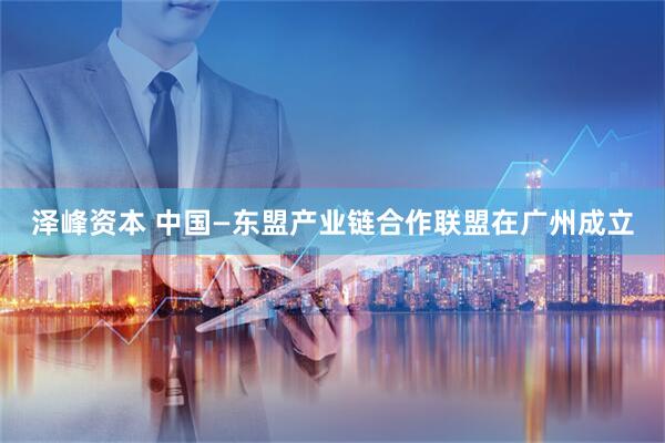 泽峰资本 中国—东盟产业链合作联盟在广州成立