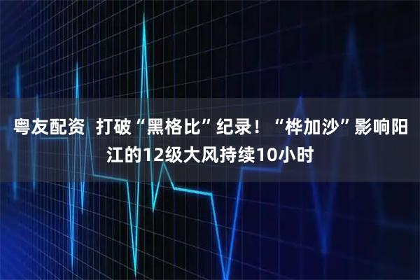 粤友配资  打破“黑格比”纪录！“桦加沙”影响阳江的12级大风持续10小时